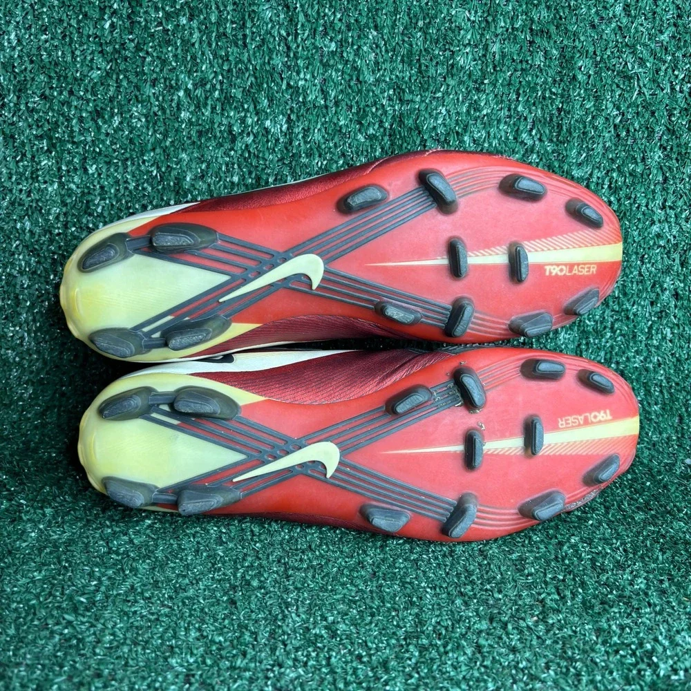Nike T90 Laser IV FG Kanga-Lite Football Soccer Cleats Boots Red Black Mens Sz 9
